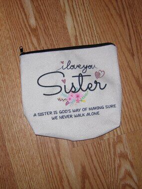 I love You Sister Canvas Makeup Bag